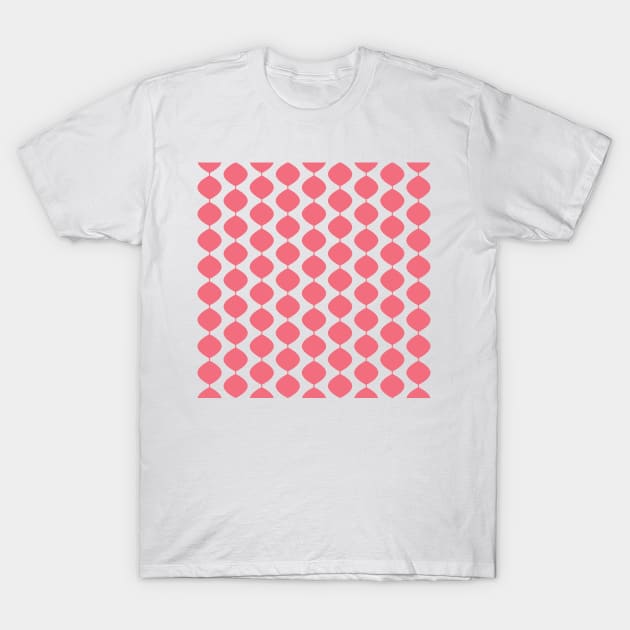 Midcentury Modern Retro 60s Waves Pattern  (Light Magenta Red) T-Shirt by Makanahele